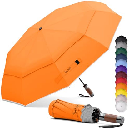 Royal Walk Compact Travel Umbrella for Rain, Windproof, Small & Portable - color: Orange