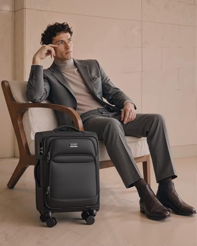 Coolife Upgraded Softside Luggage, TSA Lock, Spinner, 3-Piece 1800D Set - color: Black