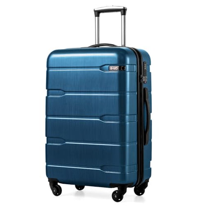 Coolife Medium Checked Luggage Hardside Suitcase with Spinner Wheels, 24in | Lightweight ABS+PC, Rolling Travel Suitcase with TSA Lock, Spinner Wheels, Durable Zipper, Caribbean Blue - color: Caribbean Blue, size: Medium Checked(24in)