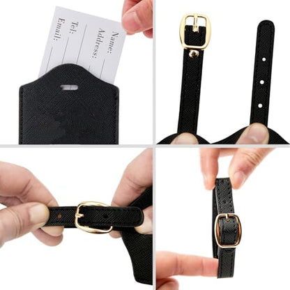 Luggage Tag PU Leather for Suitcase Baggage Handbag Travel Bag Label Suitcase Tag Label Tag w. Name Card & Privacy Cover (F) - style: F