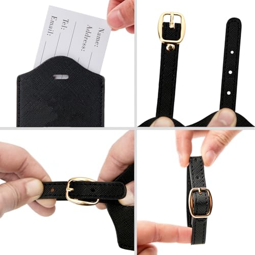 Luggage Tag PU Leather for Suitcase Baggage Handbag Travel Bag Label Suitcase Tag Label Tag w. Name Card & Privacy Cover (V) - style: V