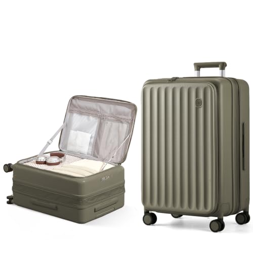 24 Inch Checked Luggage Expandable Top Opening Trunk Luggage with Spinner Wheels, Lightwight Hardside Travel Suitcase for Women Men, Plain Grey - color: Plain Grey, size: 24 inch Checked-Medium