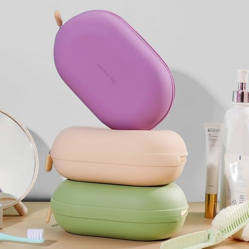 Silicone Makeup Bag Zipper Closure Compact Travel Size Toiletry Pouch For Cosmetics Accessories And Travel Essentials Purple