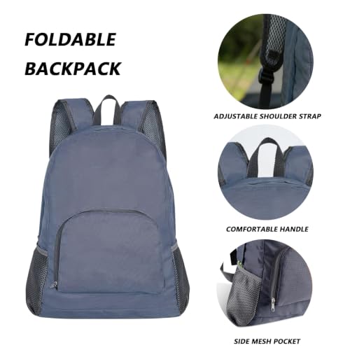 Foldable Backpack Travel Collapsible Backpacks Lightweight Packable Backpacks Men Women Foldable Day Pack for Travel, Hiking, Walking, Cycling, Camping (Grey) - color: Grey