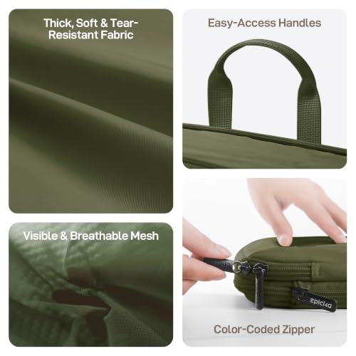 EPICKA TripCozy Compression Packing Cubes, 6 Set, Olive Green - color: Olive Green, size: Set of 6