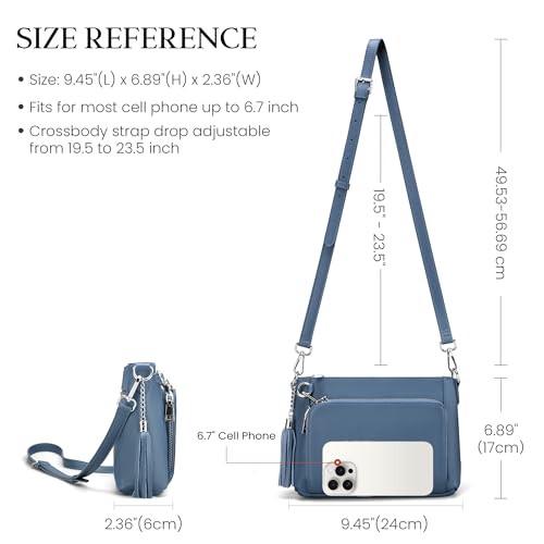 befen Anti Theft Genuine Leather Crossbody Bags for Women Built in Wallet - color: Blue