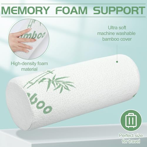 3 Pcs Memory Foam Roll Pillow Neck Bolster Cylinder Pillow, 15.8 x 5.9 Inch - size: 15.8 x 5.9 Inches