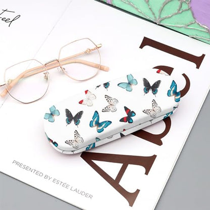 Eyeglasses Case Hard Shell Protective Case for Glasses Eyeglass Box with Cleaning Cloth for Girls Women Cute Aesthetic - color: M10-butterfly