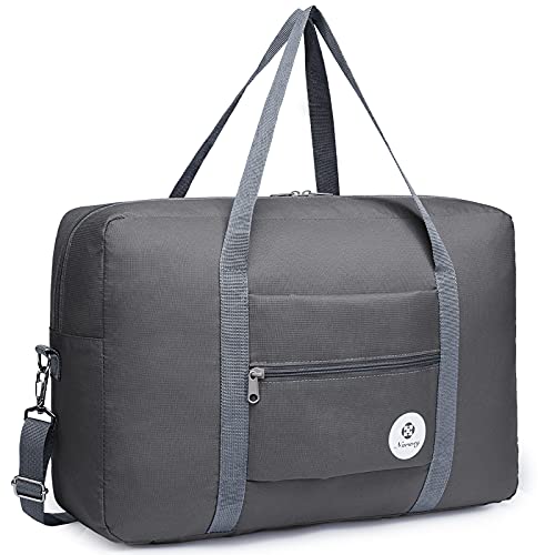 Narwey Personal Item Travel Bag, Carry on Foldable Duffle Bag for Women Men - color: BB-Grey, size: with Shoulder Strap