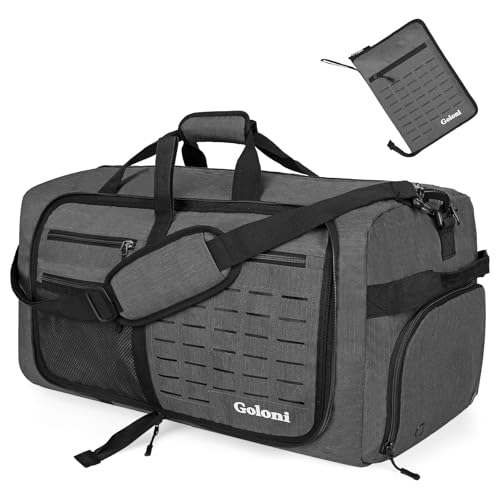 Goloni 80L Foldable Duffle Bag for Travel, Large Durable Travel Duffel Bag - color: Grey, size: 80L