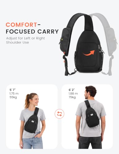 SKYSPER Sling Bag RFID Cross Body Bag Anti Theft Crossbody Backpack Travel Shoulder Daypack(Black) - color: Black