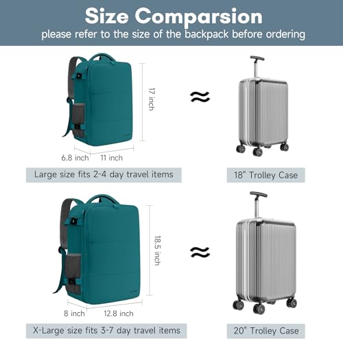 Taygeer Laptop Backpack, Carry On Backpack with 17.3inch Laptop Compartment - color: Peacockblue, size: X-Large
