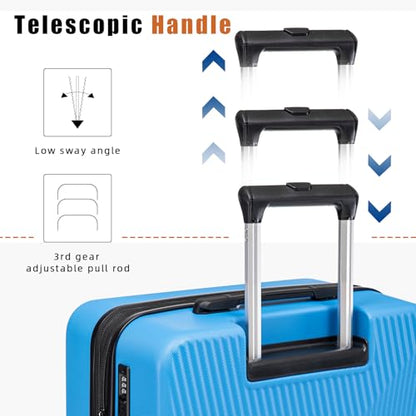 5 Piece Hardshell Luggage Set TSA Lock Spinner Wheels IceBlue - color: IceBlue, size: 5 piece