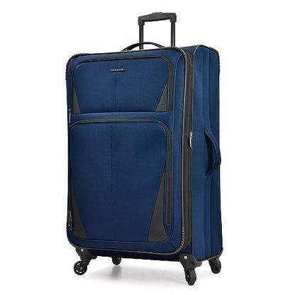U.S. Traveler Aviron Bay Expandable Softside Luggage with Spinner Wheels, Navy, Large 31-Inch - color: Navy, size: Large 31-Inch