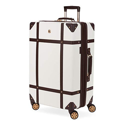 SwissGear 7739 Hardside Luggage Trunk with Spinner Wheels, White, Checked-Large 26-Inch - color: White, size: Checked-Large 26-Inch
