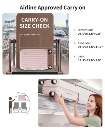 Carry on Luggage 20 Inch Expandable Top Opening Trunk Luggage with Spinner Wheels, Lightwight Hardside Carry on Suitcase with Laptop Compartment for Women Men, Shell Pink - color: Shell Pink, size: 20 inch Carry on