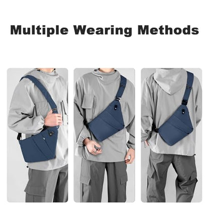 Anti Theft Travel Bag Sling Cross-body Bag Large Capacity - color: Blue, style: Left Shoulder