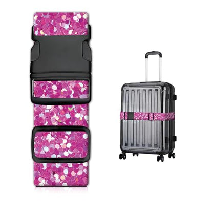 Luggage Straps for Suitcases, Heavy Duty Travel Belt with Quick-Release Buckle, Adjustable Suitcase Strap, Cute Luggage Accessories for Travel Pink Sparkle - color: Pink Sparkle