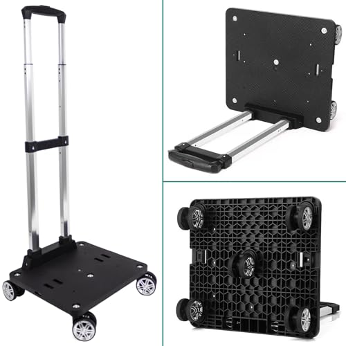 Backpack Trolley with 5 Swivel Wheels, Large Base Folding Luggage Cart - size: 5 Wheels with Larger Base