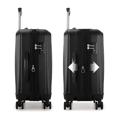 Elite Luggage Expandable Hardside Spinner Luggage,TSA Lock, Black, 3-Piece - color: Black, size: 3 Piece