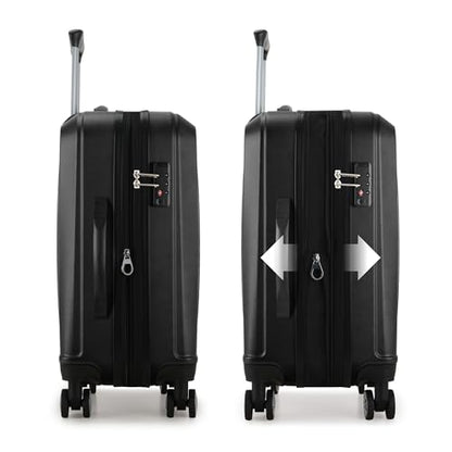 Elite Luggage Expandable Hardside Spinner Luggage,TSA Lock, Black, 3-Piece - color: Black, size: 3 Piece