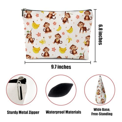 Cartoon Monkey Banana Print Makeup Bag,Cosmetic Bags for Women - color: Cute Monkey 434
