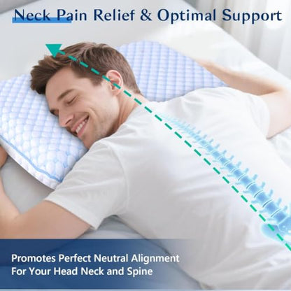 Stomach Sleeping Pillow for Stomach & Back Sleepers,Cooling Gel Thin Memory Foam Pillows for Back Shoulder Neck Pain Relief - Low Profile Ultra Flat Soft Pillow 2.26-Inches - size: Standard