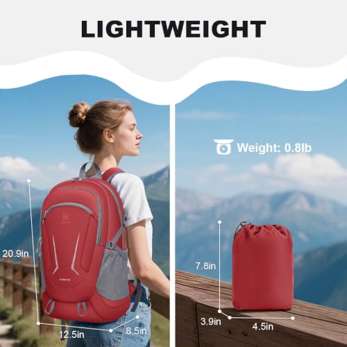 MIYCOO Ultralight Packable Backpack, 35L Waterproof Hiking Daypack - color: Red