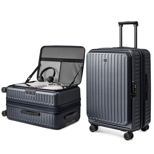 NINETYGO Top Opening Checked Luggage, Lightweight Large Suitcase, ALPS - color: 06-Dark Grey, size: Checked 28-Inch