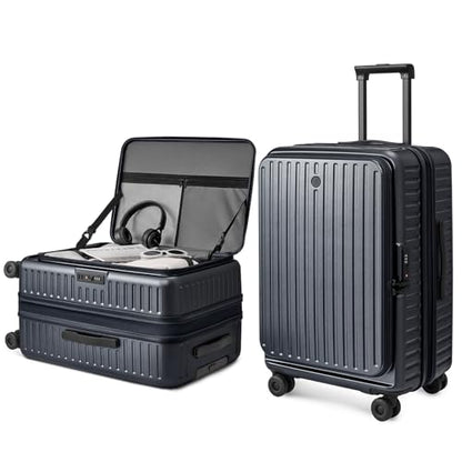 NINETYGO Top Opening Checked Luggage, Lightweight Large Suitcase, ALPS - color: 06-Dark Grey, size: Checked 28-Inch