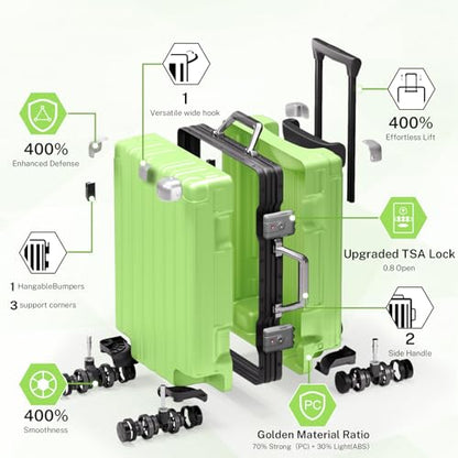 Krute Zipperless Carry On Luggage with Wheels 20 inch Hardshell Suitcase - color: Green, size: Carry-on (20 Inch)
