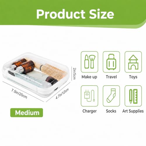 UFORU 3 PCS Clear Hard Shell Zipper Case, Diaper Bag Organizer Pouches | 3M, Water-Resistant & Dust-Proof Protection, Smooth Dual Zippers, Portable Design, Space-Saving Organization,Clear Visibility - size: 3M