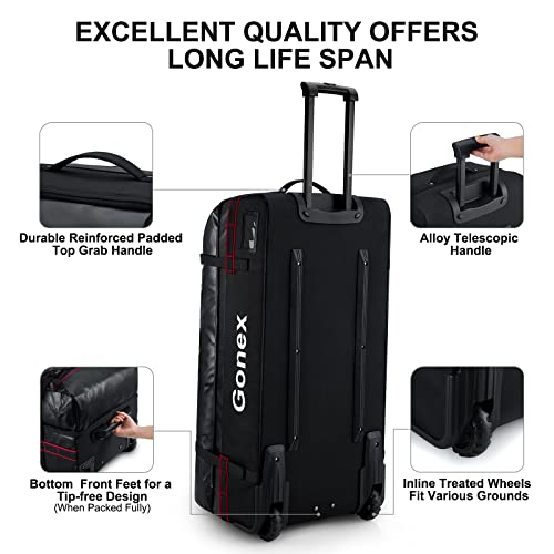 Gonex Rolling Duffle Bag with Wheels, Waterproof PVC Luggage, 33 in, Black - color: Black, size: 33 inch