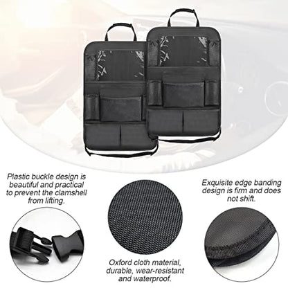 Black Oxford Fabric Car Backseat Storage Caddy, 25 x 19 Inches, 9 Compartments, 11 Inch iPad Holder - size: 17.7“x25.5"