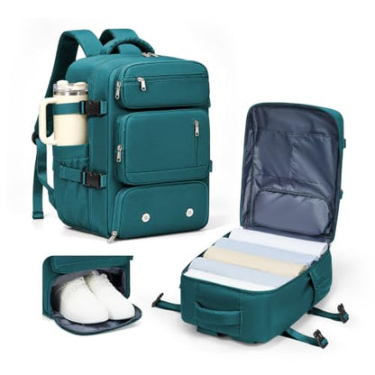 suradar Travel Backpack, 180° Open Laptop Backpack with Shoe Compartment - color: W2-peacock Blue