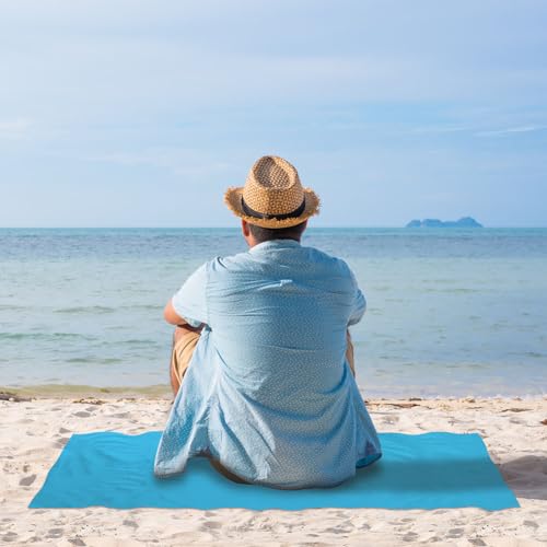 Ainiv Picnic Blanket, Mini Pocket Beach Mat 27.5 x 43.3IN (1-2 People) - color: Blue, size: 27.5 x 43.3''(S for 1-2 person)