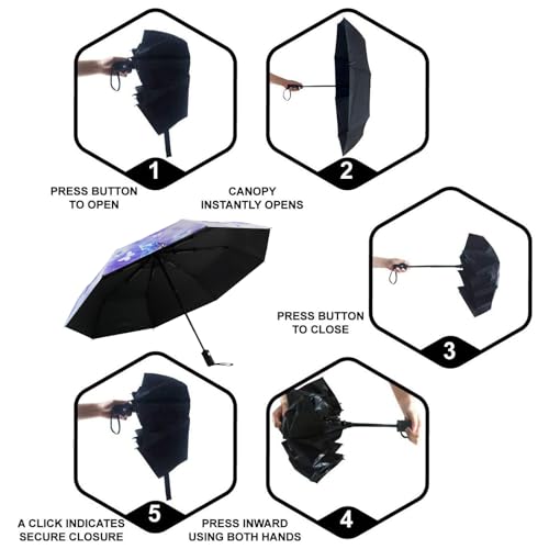 SY COMPACT Travel Umbrella - Windproof Automatic Compact Umbrellas for Rain - color: Purple Butterfly