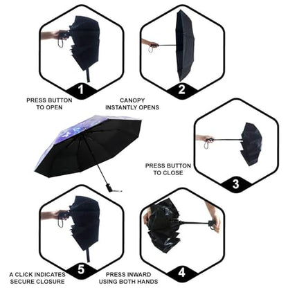 SY COMPACT Travel Umbrella - Windproof Automatic Compact Umbrellas for Rain - color: Purple Butterfly