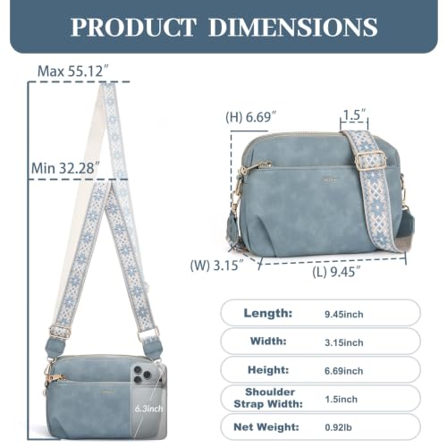 Crossbody Bag for Women Vegan Leather Handbag Purse Anti Theft RFID - color: Light Blue