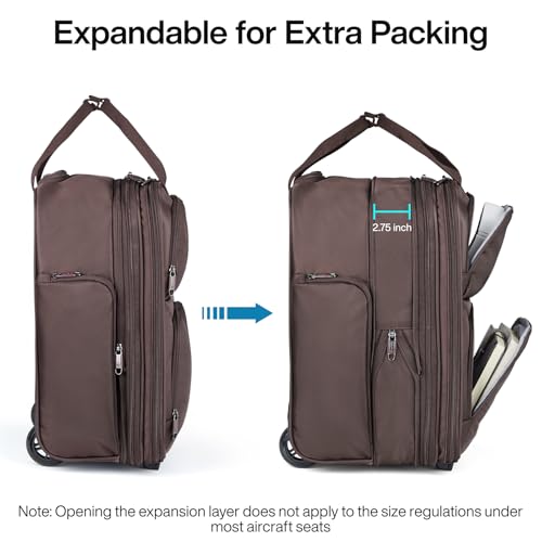 Hanke 16 Inch Expandable Carry on Luggage with 2 Wheels Airline Approved - color: Coffee, size: 16 Inch EXT