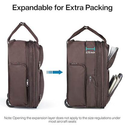 Hanke 16 Inch Expandable Carry on Luggage with 2 Wheels Airline Approved - color: Coffee, size: 16 Inch EXT