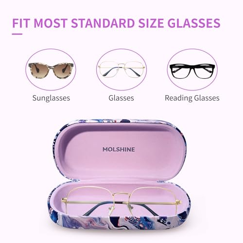 molshine Hard Shell Sunglasses Case,Classic Large Glasses Case for Women Men,Sunglass Eyeglasses - color: Ocean
