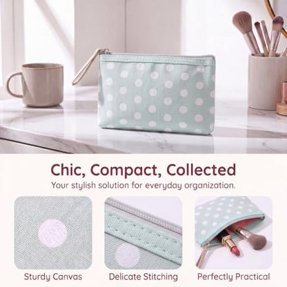 uekeboag Small Polka Dot Canvas Makeup Bag for Purses(04Light Blue) - color: 04Light Blue