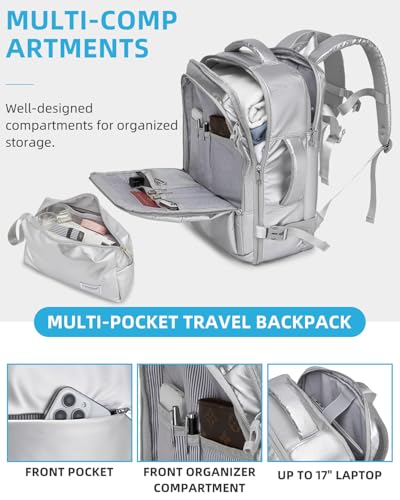 LARVENDER Carry on Luggage Sets 3 Piece, 20 Inch Suitcases, Glossy Silver - color: Glossy Silver (XL-BP), size: 3 Piece Set (Backpack/TB/20)