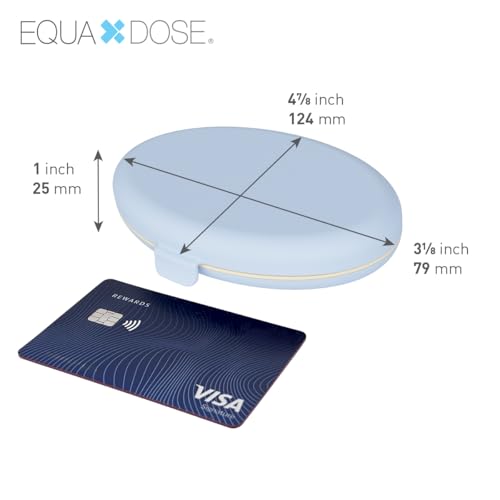 Equadose Oval Compact Pill Case, Portable Organizer with Mirror, Blue - color: Oval/Blue