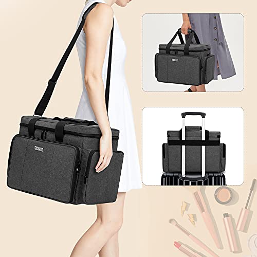 BAFASO Large Makeup Bag Cosmetic Bag with Removable Dividers, Black - color: Black