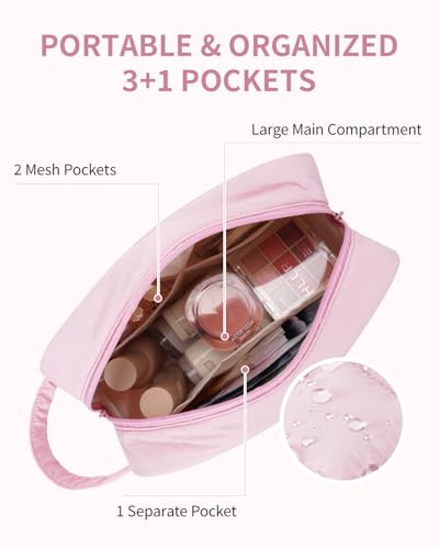 Narwey Quilted Travel Toiletry Bag for Women, Bathroom, Medicine Bag - color: Y-Pink