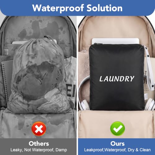 Dntorx 3 Pcs Travel Laundry Bags Dirty Clothes Travel Bag, Foldable Waterproof Laundry Bag with Sturdy Handle for Family Beach Gym Pool Yoga Workout College Dorm Swimsuit Diaper Storage, Black - size: 3 Pack - 45x60cm + 35x55cm + 30x40cm