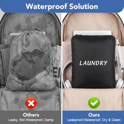 Dntorx 3 Pcs Travel Laundry Bags Dirty Clothes Travel Bag, Foldable Waterproof Laundry Bag with Sturdy Handle for Family Beach Gym Pool Yoga Workout College Dorm Swimsuit Diaper Storage, Black - size: 3 Pack - 45x60cm + 35x55cm + 30x40cm