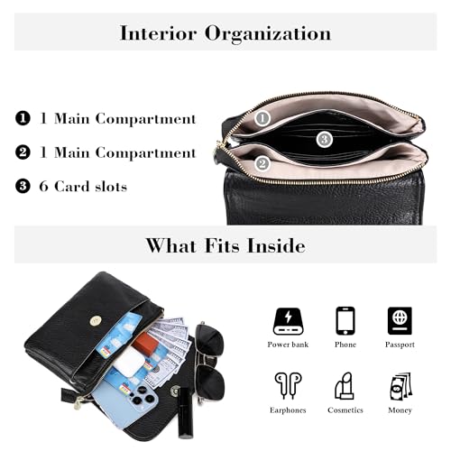 MINICAT RFID Small Crossbody Bags for Women Vegan Leather Cross Body Purse - color: Black, size: Small